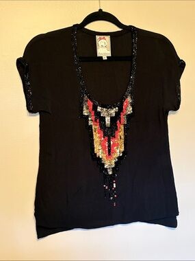 Yoana Baraschi black sequins Blouse size XS